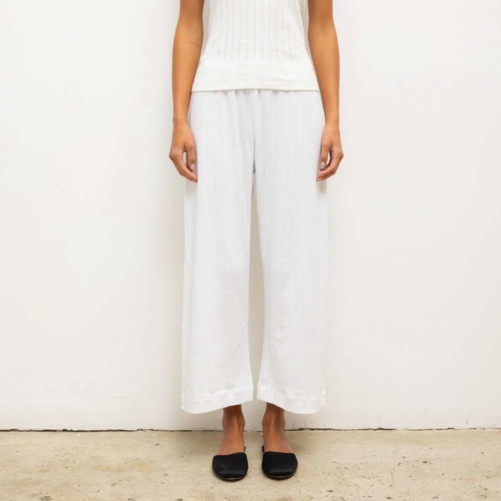 LESET Pointelle Crop Wide Leg Pant